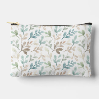 Soft Sage and Ochre Watercolor Leaves Pattern Etui