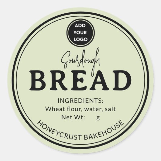 Soft Sage Bakery Sourdough Bread Label Sticker (Voorkant)
