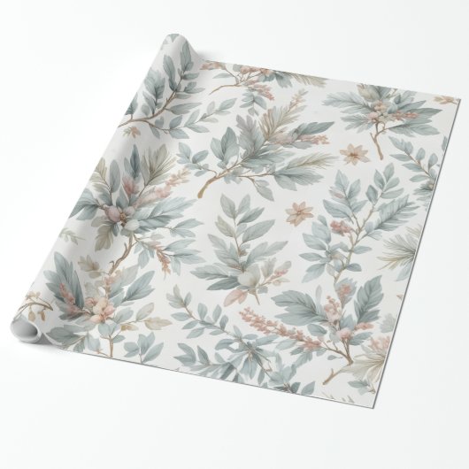 Soft Sage & Blush Floral Pattern for Any Occasion Cadeaupapier (Uitgerold)