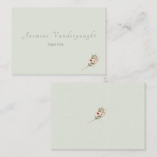 Soft Sage Botanical Wedding Escort Cards Plaatskaartje (Voorkant / Achterkant)
