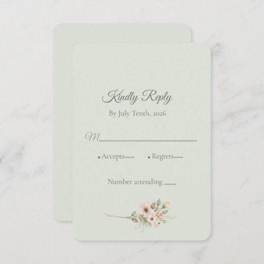 Soft Sage Botanical Wedding RSVP (Voorkant / Achterkant)