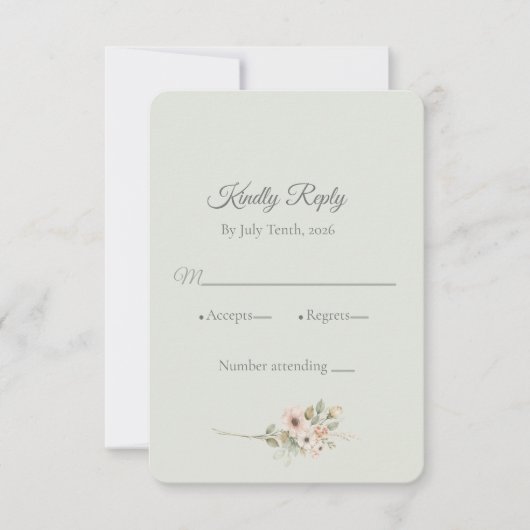 Soft Sage Botanical Wedding RSVP Card | (Voorkant)