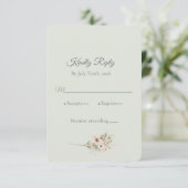 Soft Sage Botanical Wedding RSVP Kaartje (Staand voorkant)
