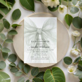 Soft Sage Bow Elegant Neutral Baby Shower Kaart