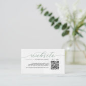 Soft Sage Eucalyptus Clean QR Code Weddenschap Web Informatiekaartje (Staand voorkant)