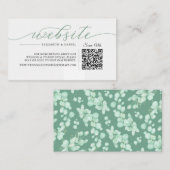 Soft Sage Eucalyptus Clean QR Code Weddenschap Web Informatiekaartje (Voorkant / Achterkant)