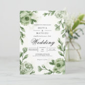 Soft Sage Floral Arch Wedding Kaart (Staand voorkant)