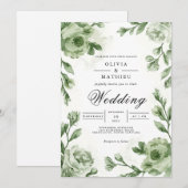 Soft Sage Floral Arch Wedding Kaart (Voorkant / Achterkant)