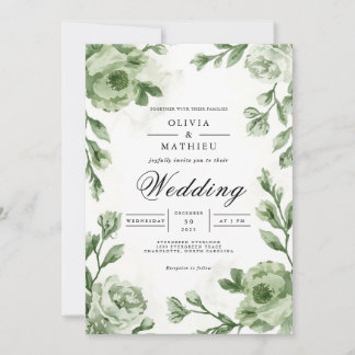 Soft Sage Floral Arch Wedding Kaart