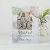 Soft Sage Floral Eid Mubarak Family Photo Card  Feestdagenkaart (Staand voorkant)