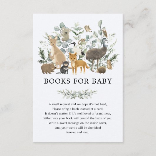 Soft Sage Green Australian Animals Books for Baby Informatiekaartje (Voorkant)