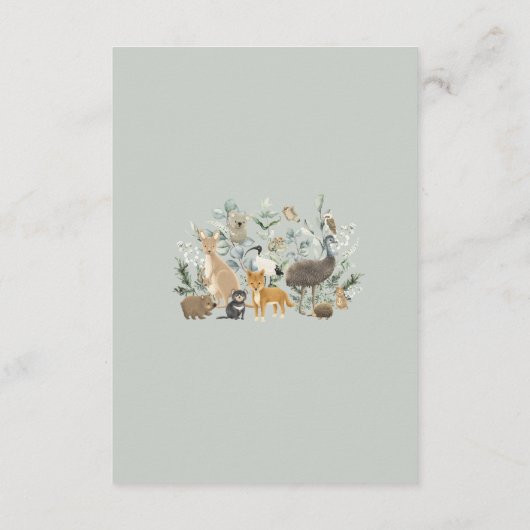 Soft Sage Green Australian Animals Books for Baby Informatiekaartje (Achterkant)