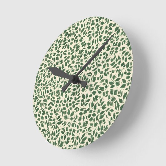 Soft Sage Green Botanical Leaf Foliage Pattern Ronde Klok (Hoek)