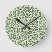 Soft Sage Green Botanical Leaf Foliage Pattern Ronde Klok (Voorkant)