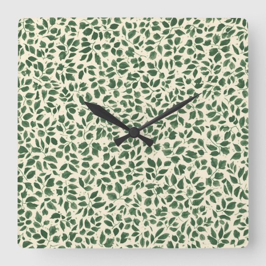 Soft Sage Green Botanical Leaf Foliage Pattern Vierkante Klok (Voorkant)