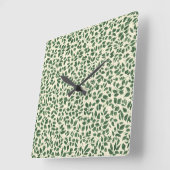 Soft Sage Green Botanical Leaf Foliage Pattern Vierkante Klok (Hoek)
