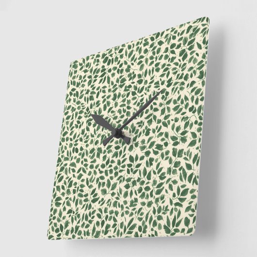 Soft Sage Green Botanical Leaf Foliage Pattern Vierkante Klok (Hoek)