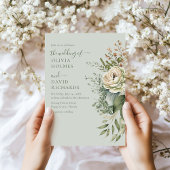 Soft Sage Green Botanical Minimal Wedding Kaart