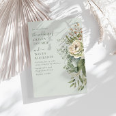Soft Sage Green Botanical Minimal Wedding Kaart