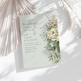 Soft Sage Green Botanical Minimal Wedding Kaart