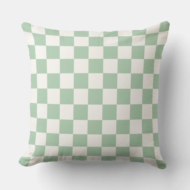 Soft Sage Green Buffalo Check Farmhouse Kussen (Voorkant)