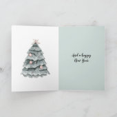 Soft Sage Green Christmas Blush Tree Ornament Kaart (Binnen)