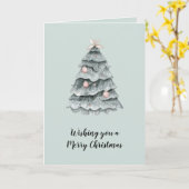 Soft Sage Green Christmas Blush Tree Ornament Kaart (Gele Bloem)