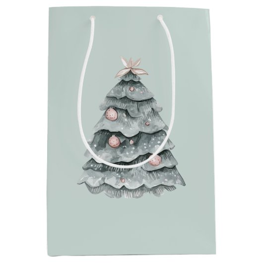 Soft Sage Green Christmas Blush Tree Ornament Medium Cadeauzakje (Voorkant)