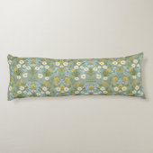 Soft Sage Green Daisy Meadow Floral Pattern Lichaamskussen (Achterkant)