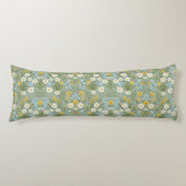 Soft Sage Green Daisy Meadow Floral Pattern Lichaamskussen (Voorkant)