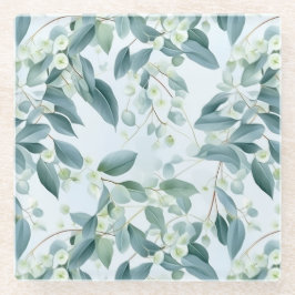 Soft Sage Green Eucalyptus Aquarel-stijl Glazen Onderzetter