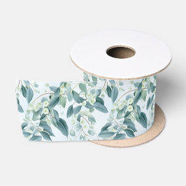 Soft Sage Green Eucalyptus Aquarel-stijl Satijnen Lint