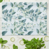 Soft Sage Green Eucalyptus Aquarel-stijl Theedoek (Gevouwen)