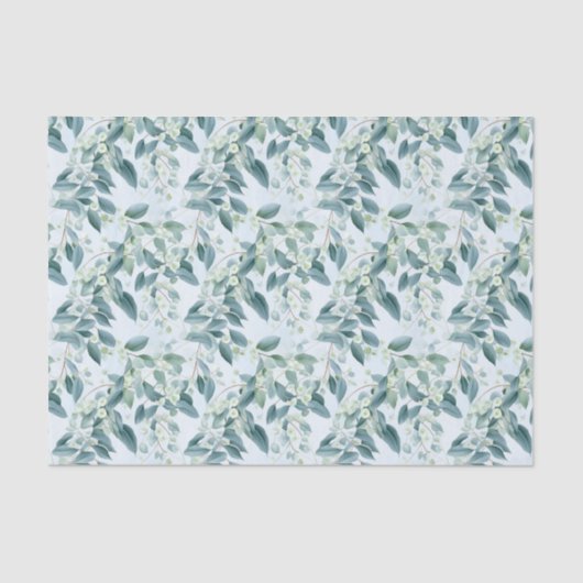 Soft Sage Green Eucalyptus Aquarel-stijl Tissuepapier (Voorkant)