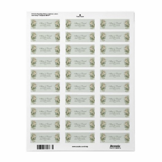 Soft Sage Green Floral Address Label (Full Sheet)