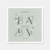 Soft Sage Green Floral Baby shower Servet (Voorkant)