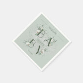 Soft Sage Green Floral Baby shower Servet (Hoek)
