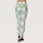 Soft Sage Green Floral Geometric Pattern Leggings (Achterkant)
