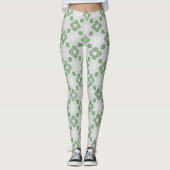 Soft Sage Green Floral Geometric Pattern Leggings (Voorkant)