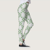 Soft Sage Green Floral Geometric Pattern Leggings (Rechts)
