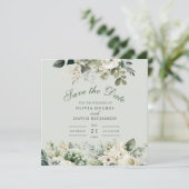 Soft Sage Green Floral Save The Date Card (Staand voorkant)