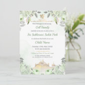 Soft Sage Green Floral Sukhmani Sahib Path Invite Kaart (Staand voorkant)