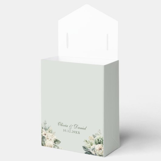 Soft Sage Green Floral Wedding Favor Box Bedankdoosjes (Geopend)