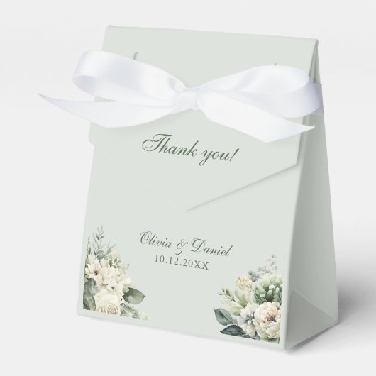 Soft Sage Green Floral Wedding Favor Box Bedankdoosjes (Voorkant Zijde)