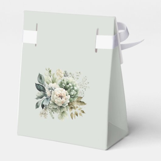 Soft Sage Green Floral Wedding Favor Box Bedankdoosjes (Achterkant)