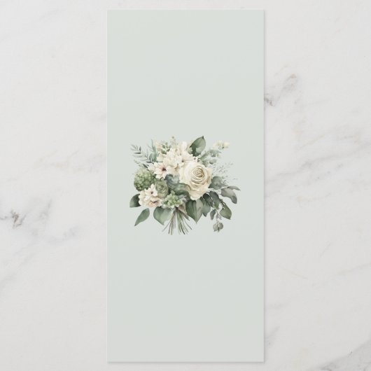 Soft Sage Green Floral Wedding Menu (Achterkant)