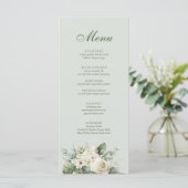 Soft Sage Green Floral Wedding Menu (Staand voorkant)