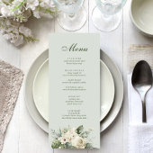 Soft Sage Green Floral Wedding Menu