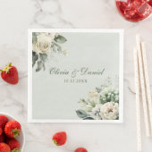 Soft Sage Green Floral Wedding Napkin Servet (Insitu)
