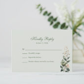 Soft Sage Green Floral Wedding RSVP Card (Staand voorkant)
